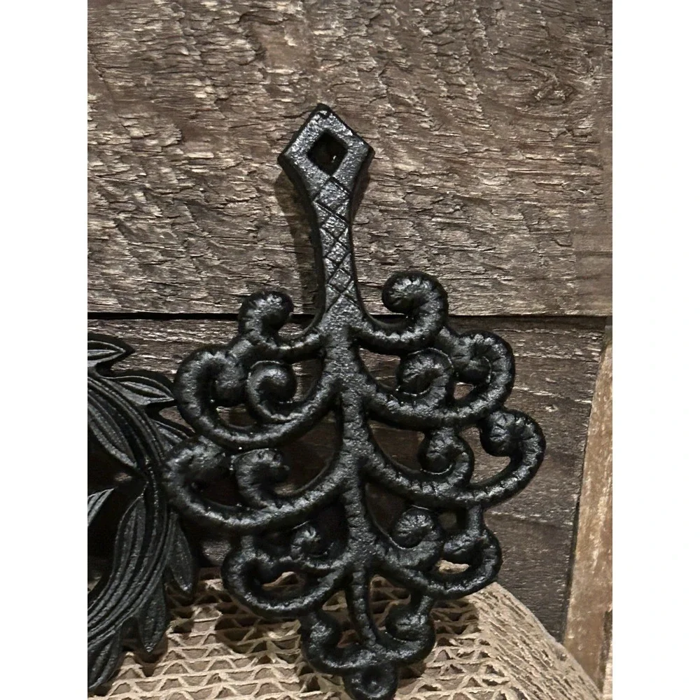 Lot of 4 Cast Iron Mini Trivets Lyre‎ Grape Family Tree Eagle Vintage